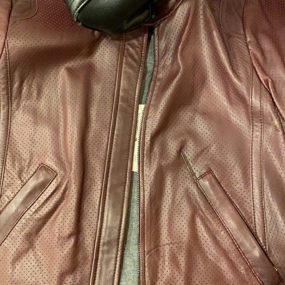 Rebecca Taylor Bordeaux Perforated Leather Coat - Picture 11 of 11